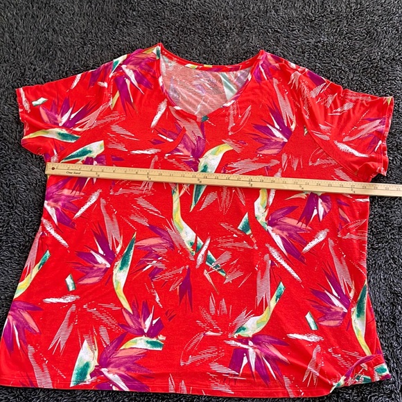 APT 9 SIZE 3X SHORT SLEEVE RED/ORANGE BLOUSE, V NECK, SOFT - Picture 5 of 10